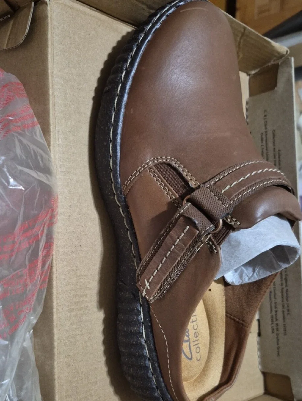Clarks Brown Leather Women's Wedge with Buckle Strap